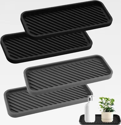 Produktbild von Silikon Abtropfmatte, 4 Stück SpüLe Organizer Schwammhalter SpüLbecken Weich Schmal Silikon Spülbecken Organizer für Schwämme Spülmittel Seifen Bürsten