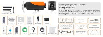 Obrázek produktu pro Dieselový vzduchový ohřívač, ovládání přes Bluetooth, rychlé zahřátí, 2 kW