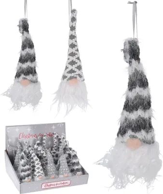 Produktbild von 3er Set Gnom Wichtel für Weihnachten 20cm grau