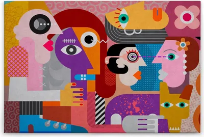 Produktbild von Leinwandbild Kunst 60 x 90 cm - Wandbild Abstrakt Blau Gelb - Keilrahmen Wohnzimmerdeko Wanddeko Wandgemälde