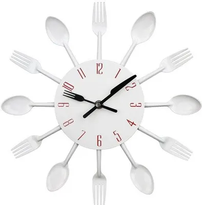 Image de Horloge décorative blanche pour la cuisine, 32 x 32 x 4 cm