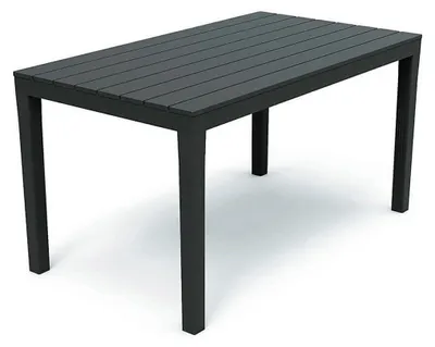 Image de Table de jardin plastique anthracite 138x80x72cm imitation bois