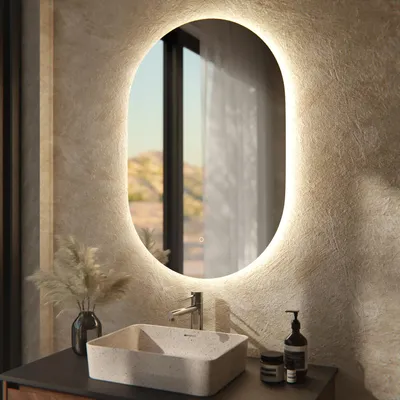 Produktbild von Mirlux LED Badspiegel oval 90 x 60 cm rahmenlos dimmbar Antibeschlag