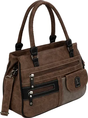 Produktbild von Damen Tasche Schultertasche Henkeltasche Handtasche Leder Optik   BRAUN-TAN (15109)