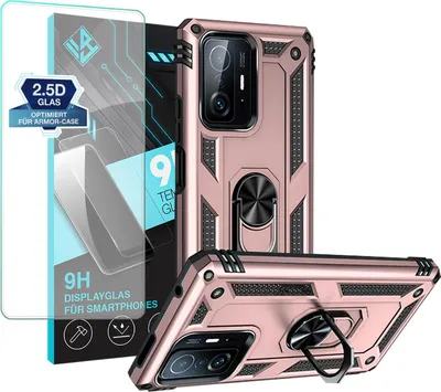 Produktbild von Armor Outdoor Handyhülle für Xiaomi 11T / 11T Pro Handy Panzer Case Schutzhülle mit 9H Displayglas Displayschutz Farbe: Rosegold