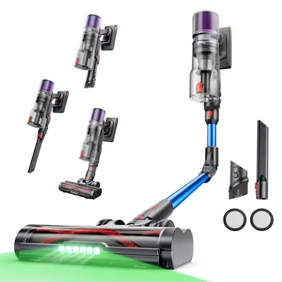 Produktbild von Proscenic P16U Handstaubsauger mit Faltrohr, Akku Staubsauger, 550W, 55 kPa,  65Min Laufzeit, LED, grüne Vertect™, geeignet für Tierhaare, Blau