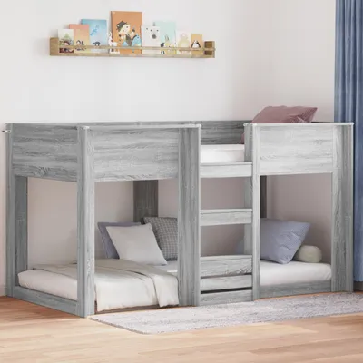 Zdjęcie produktu dla vidaXL Łóżko piętrowe dla dzieci szare Sonoma 75 x 190 cm materiał drewnopochodny