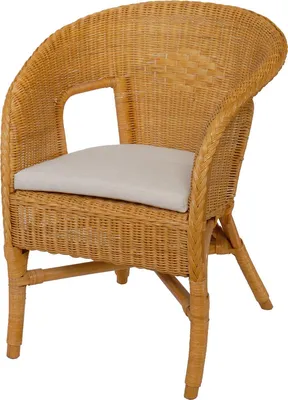 Produktbild von KRINES HOME Rattan-Sessel / Stapelsessel Bella in der Farbe Honig mit Polster, aus Natur-Rattan