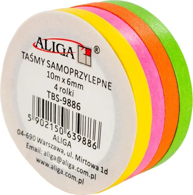 Productafbeelding van Aliga zelfklevende tape, 6 mm x 10 meter, 4 rollen