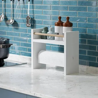 Immagine prodotto di Scaffale da cucina InterGo con portasciugamani in legno bianco