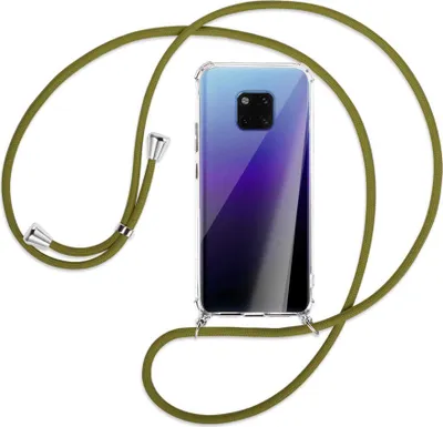Produktbild von Handykette Backcover-Schutzhülle mit Band (Metall silberfarben) für Huawei Mate 20 Pro - khaki
