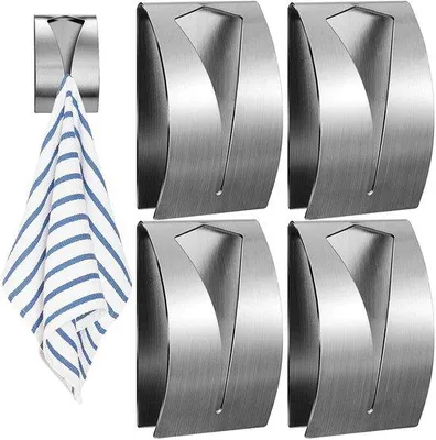 Produktbild von Ibenzoa® 4er-Set selbstklebende Handtuchhaken, rostfreier Edelstahl 7,8 x 5 x 2,2 cm – Wandhaken ohne Bohren für Küche, Bad & Schlafzimmer