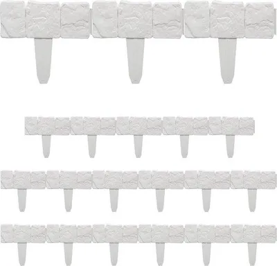 Zdjęcie produktu dla Obramowanie ogrodu z tworzywa sztucznego – 10 sztuk – imitacja kamienia – 25 x 10 cm – białe