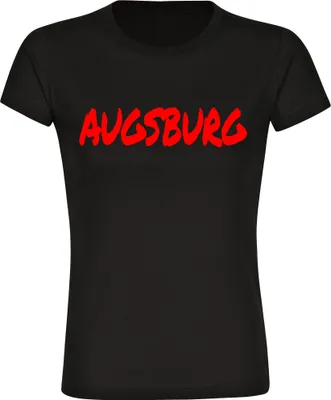 Produktbild von multifanshop Damen T-Shirt - Augsburg - Textmarker, schwarz, Größe L