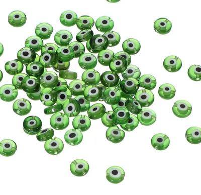100 Stück 6 mm Nazar-Glasperlen, grün, für DIY-Schmuck