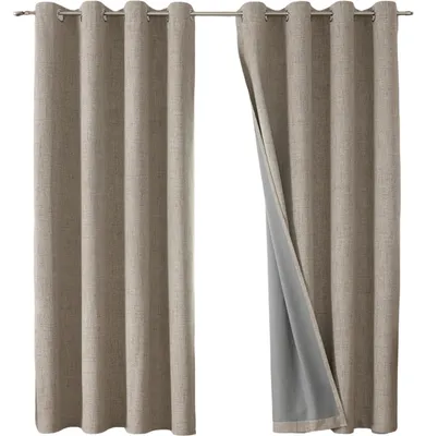 Produktbild von Verdunkelungsvorhänge Leinenimitation Dekorativ Beige 2 Paneele 135 x 240 cm