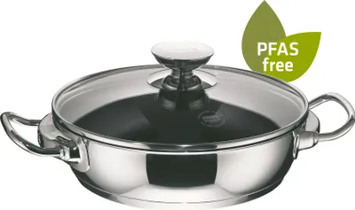 Produktbild von Servierpfanne mit Glasdeckel 28 cm, Edelstahl, poliert - Injoy® -frei