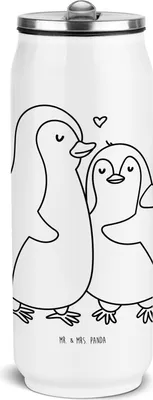 Produktbild von Mr. & Mrs. Panda Thermosflasche Pinguin umarmen - Weiß - Geschenk, Umarmung Verliebt, Wasserflasche, Schul Trinkflasche, Liebe, Hochzeitstag, Verknallt, Thermoflasche
