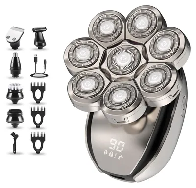 Obrázek produktu pro Elektrický holicí strojek Glatzen pro muže, stříbrný, 6 v 1, holicí hlava 8D