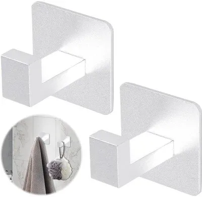 Produktbild von Ibenzoa® Selbstklebende Handtuchhaken 2er-Set, Edelstahl SUS304 chromglänzend, rostfrei, starke Klebepads, ohne Bohren – für Bad, Küche & Schlafzimmer