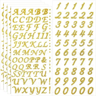 Glitzer-Buchstabenaufkleber, 6 Blatt, gold, für DIY & Scrapbooking