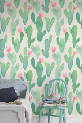 Produktbild von Coloray Fototapete 152x104 cm Vlies-Fototapete - Kaktus Pastellblasse Blumen