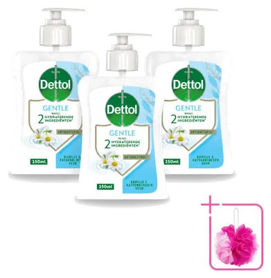Produktbild von 3 x Dettol Handseife Gentle - Kamille & Baumwollblüte - 250 ml - Sparpackung - 3 Stücke
