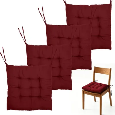 Immagine prodotto di Omgoods - Set di 4 cuscini per sedie, 40x40 cm, per interni ed esterni (bordeaux)