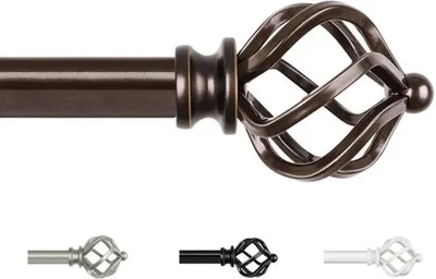 Image de Tringle à rideaux télescopique Azomor en bronze avec embouts décoratifs, pour différentes pièces