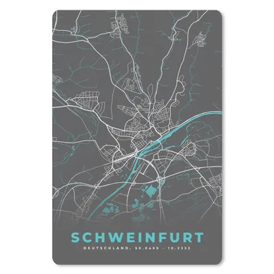 Produktbild von MuchoWow® Mauspad Mousepad Karte - Stadtplan - Schweinfurt - Deutschland - Blau 40x60 cm - Mousepads - Maus Mat - Pad - Mausunterlage - Schreibtisch Accesoire