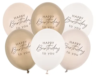 Immagine prodotto di 6 pz. Palloncino Ø30cm "Buon compleanno a te" | Beige Mix