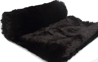 Produktbild von Gestrickte Minky Haar, Zottelig, Shaggy (18 mm) Schwarz 50x160 cm