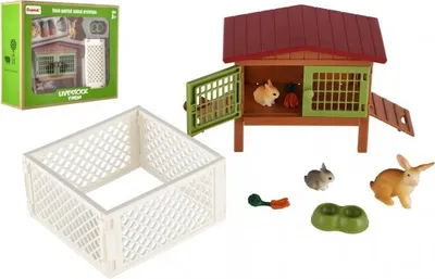 Image de Clapier à lapin avec parcours en plastique avec accessoires