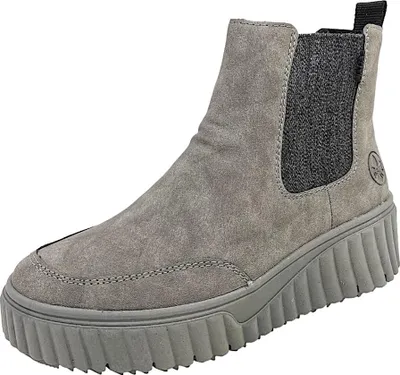 Imagen del producto de Zapatos de mujer Rieker, tipo bota, color gris, para uso casual, con suela flexible