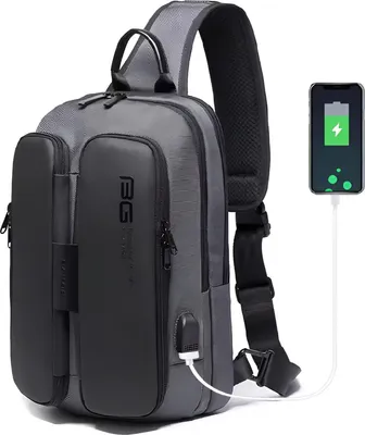 Productafbeelding van CarryQuest® - Schoudertas - waterafstotend - USB-aansluiting - grijs