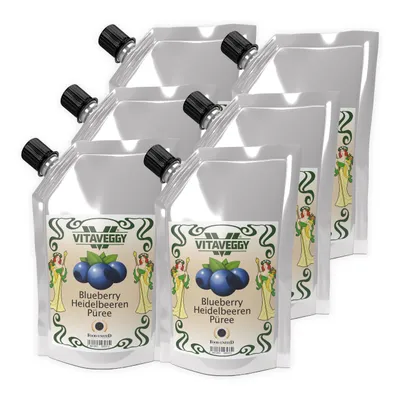 Produktbild von VITAVEGGY BLAUBEER-HEIDELBEER Früchte-Püree 6x1kg ohne Aroma- Farb- & Konservierungsmittel von Food-United geeignet für Obstbrei - Babybrei Blaubeeren-Saft-Smoothie-Sorbet-Müsli-Joghurt-Quark GVO-Frei Glutenfrei & 100% natürlich