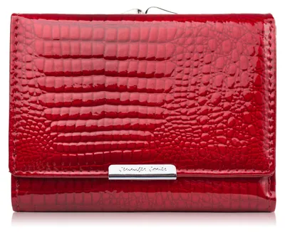 Produktbild von Kleines Portemonnaie aus Leder für Damen elegant rot lackiert Kroko SP-23-CRD