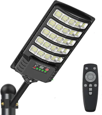 Solar-Straßenleuchte 500 W, 15000 LM, Bewegungsmelder, IP67, schwarz