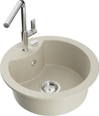Immagine prodotto di Mexen Diego lavello in granito a 1 vasca con miscelatore cucina Flora, beige - 6512-69-670401-00