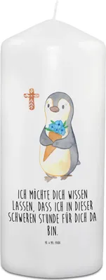 Produktbild von Mr. & Mrs. Panda Trauerkerze Pinguin Anteilnahme - Weiß - Verlust, Beerdigung, Tod, Gedenkkerze, Brennende Trauerkerze, Kondolenz, Beileid, Erinnerungen Kerze Trauer