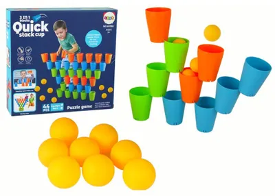 Obrázok produktu pre Hra 3v1 so stohovacími pohármi 44 el