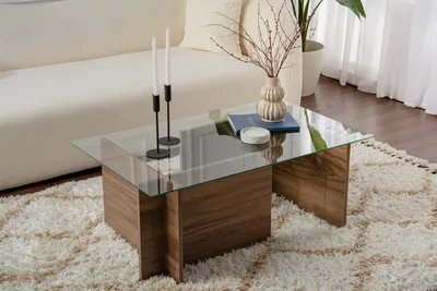 Produktbild von Skye Decor, Vetrino - Walnut, Couchtische, Nussbaum, Glas, 105 x 40 x 65 cm