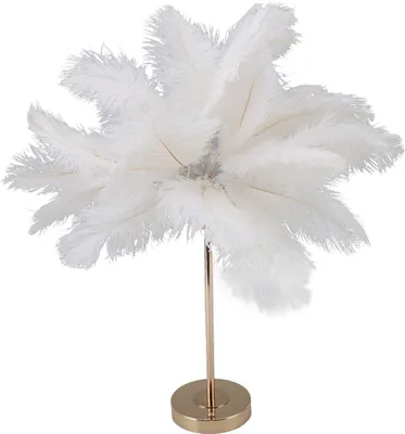 Obrázok produktu pre Stolová lampa s perím, stolová lampa s USB dobíjaním, lampa s pštrosím perím, stolová lampa citlivá na dotyk, lampa s perím, stolová lampa
