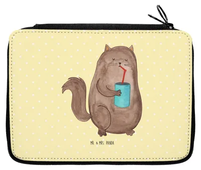 Produktbild von Mr. & Mrs. Panda Federtasche Katze Dose - Gelb Pastell - Geschenk, Etui, Federmäppchen, Cats, Cat, Katzen, Durstig, Federmappe, Mäppchen, Schlampermäppchen, trinken