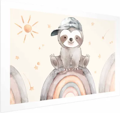 Produktbild von Posterpapier Poster - Little Animal Among Stars and Rainbows 30x21 cm Für Kinder e-C-10060-ao-a
