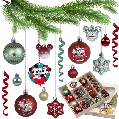 Produktbild von Disney Mickey Mouse SET Christbaumkugeln, UNZERBRECHLICHE Christbaumkugeln, Kunststoffdekorationen, SET 25 Stück