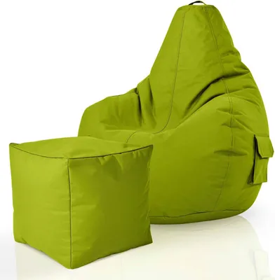 Produktbild von Green Bean® 2er Set Sitzsack + Hocker "Cozy+Cube" - mit EPS Perlen Füllung - robust waschbar schmutzabweisend - Grün