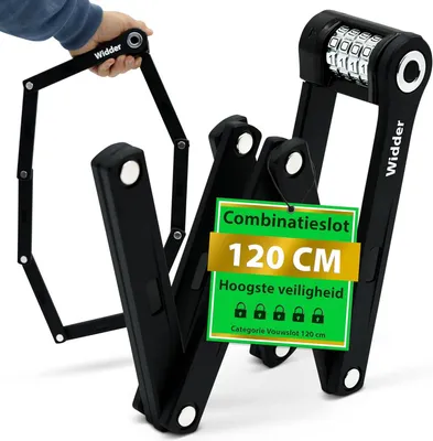 Productafbeelding van Vouwslot 120 cm - Chroom-titaanstaal - 4-cijferige code