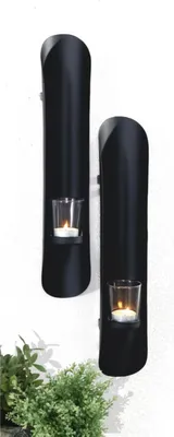 Image de lot de 2 bougeoirs muraux Porte-bougie Décoration murale Porte-bougie en métal Bougies chauffe-plat