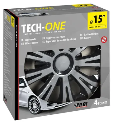 Produktbild von 15" Zoll Radkappen Silber Schwarz Radzierblenden Radblenden 31617 PILOT
